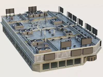 Building Skyscraper City Town Downtown Office Space Work Street Low-poly 3D model 12