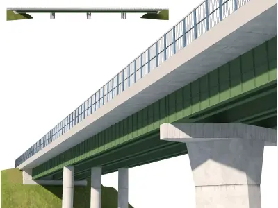 Road bridge one lane 02 3D model