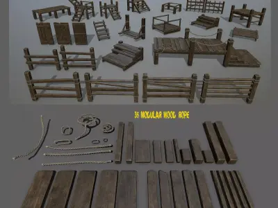 woods and  ropes  Low-poly 3D model