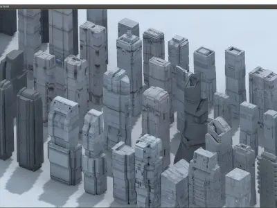 futuristic architecture set - 13 3D model