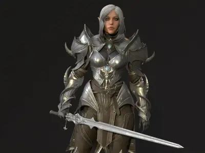 ElfGirlFighter Low-poly 3D model