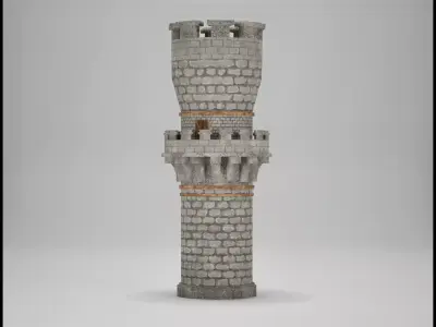 Medieval Round Bastion Tower Low-poly 3D model