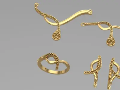 Earnings and ring plus grurmette 3D print model