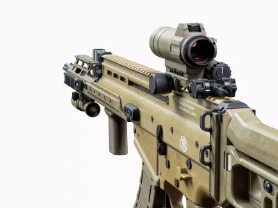 Modular tactical MK17 MOD0 FN SCAR-H Low-poly 3D model