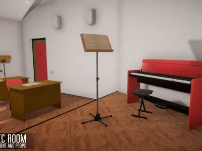 Music room - environment and props Low-poly 3D model