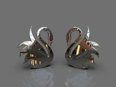 Light swan earrings 3D print model
