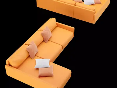 Modern angle sofa with pillow 3D model