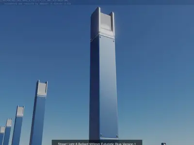 Street Light 8 Bollard Futuristic Blue Version 3D Model Pack