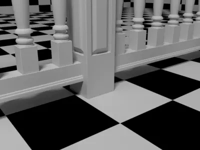 Exterior Railing - White Vinyl - Style 10 3D model