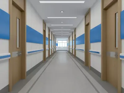 Hospital Corridor Nurses Station 01 3D model