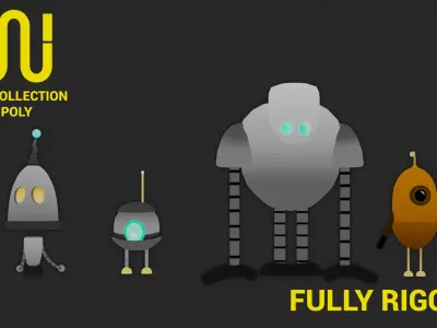 Robots Low-poly Rigged and textured Low-poly 3D model