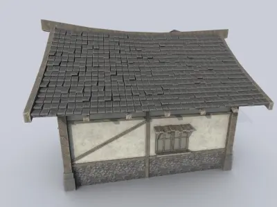 Medieval house Low-poly 3D model 23
