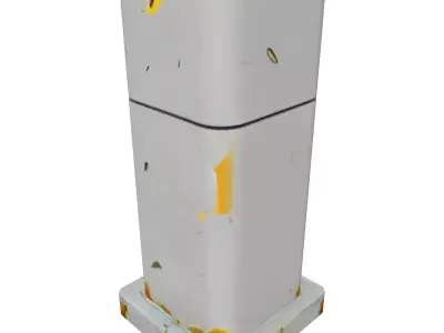 Aged Industrial Street Bollard Low-poly 3D model