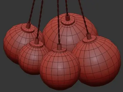 JODIS five light chandelier with clear balls hanging from gol... 3D model