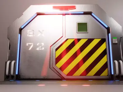  Sci-Fi Door Game-Ready PBR 3D Model  Low-poly 3D model