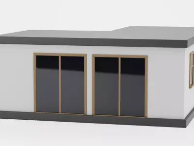 Stylised House V4 - Modern Isometric Bungalow Exterior 3D model