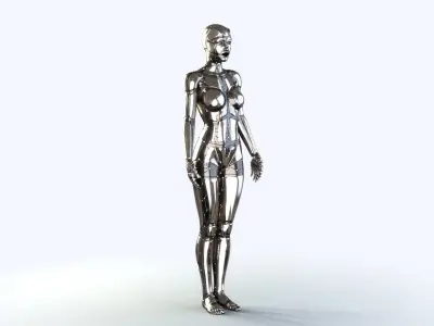 Sci-Fi Metal Woman PBR Rigged  3D model