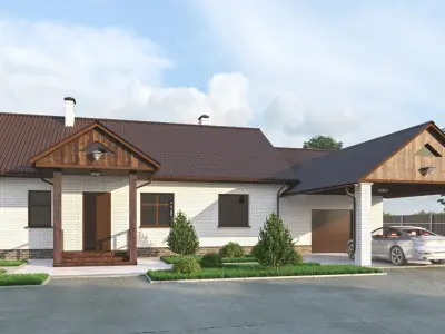 House with garage and veranda  3D model