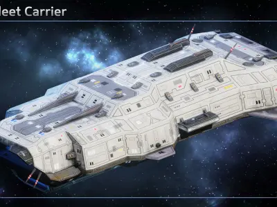 Spaceship Carriers  Fighters Low-poly 3D model