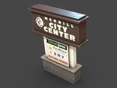 City Center Sign Low-poly 3D model