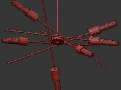 Astra 6 modern chandelier with brass and gold accents 3D model