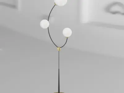 Floor lamp on a curved metal frame 3D model