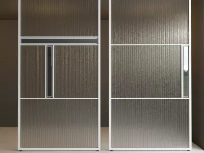 Glass partition door Set 34 Low-poly 3D model