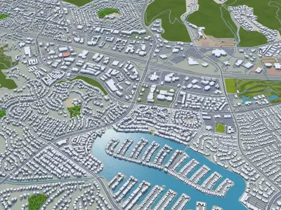 Thousand Oaks California USA 40km Low-poly 3D model
