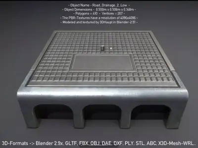 Road Drainage 2 Low Poly Version Low-poly 3D model