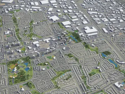 Brampton - City 3D Model Low-poly 3D model