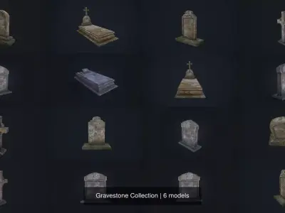 Gravestone Collection with cross 3D Model Pack