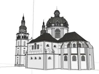 Architecture-Religion-God-Culture-Temple-0107 church with two... 3D model