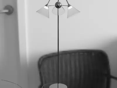 Floor lamp with three cone-shaped glass shades 3D model