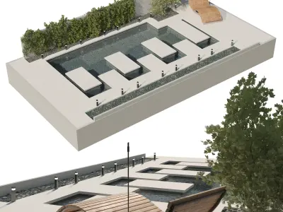landscaping and pool design 3D model