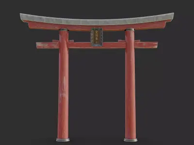 Japanese Torii Gate Low-poly 3D model