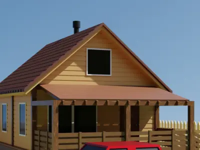 Country house low poly 3D model