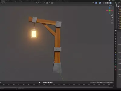 street light Medieval Lamp post Low poly  Low-poly 3D model
