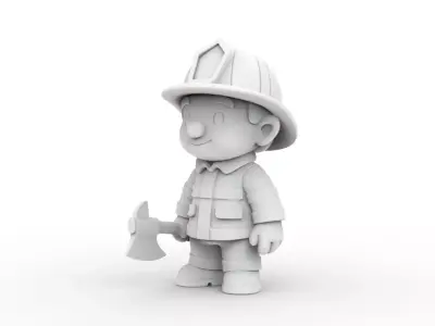 Firefighter Cartoon Character 3D Printable 3D print model