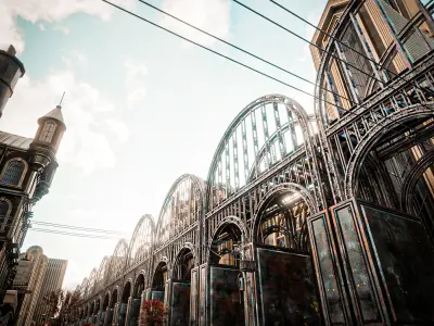 TRAIN BRIDGE MODULAR ART DECO STEAMPUNK Low-poly 3D model