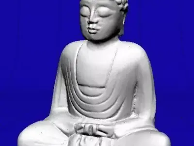 Small Wooden Buddha Statue 3D model