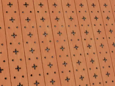 Medieval Horizontal Wood Planks with Iron Floral Studs PBR  Texture