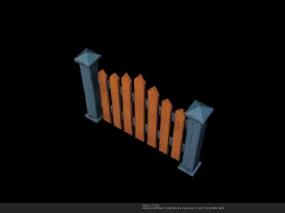 Stylized Wooden Fence - 3D Model - AI Low-poly 3D model