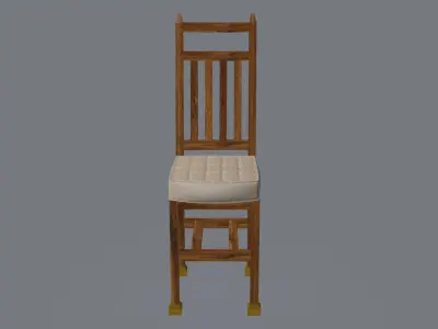 Nordic wooden dining chair 3D model