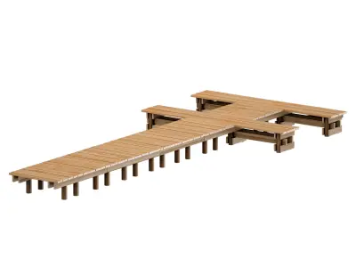 Wooden pier  River pier  Pontoon 3D model