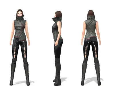 Dystopian Futuristic Sci-fi Outfit Top Pants Boots Low-poly 3D model