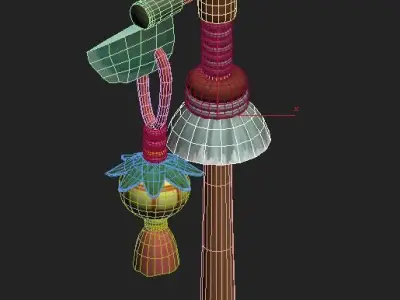 Cartoon version - burst chrysanthemum lights 3D model