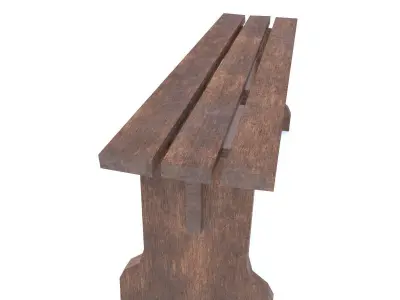 Wooden Bench Low-poly 3D model
