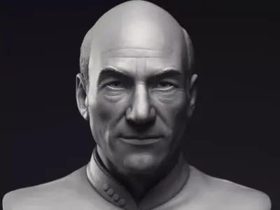 Patrick Stewart as Jean-Luc Picard Bust Printable 3D Model 3D print model