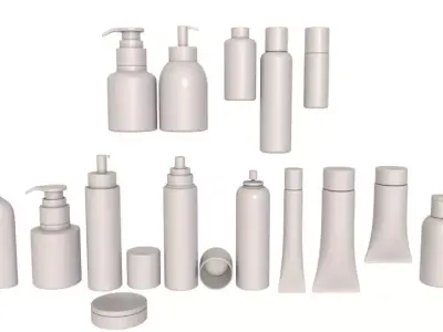 Cosmetic containers collection 3 3D model