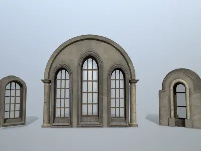 Medieval Window Set Low-poly 3D model buy